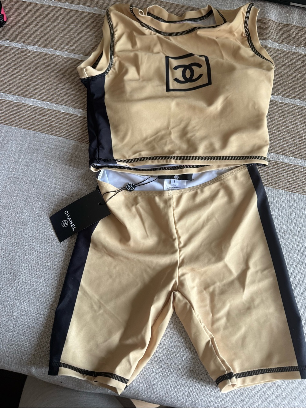 DESIGNER CC INSPIRED  Beige and Black Two-Piece Set